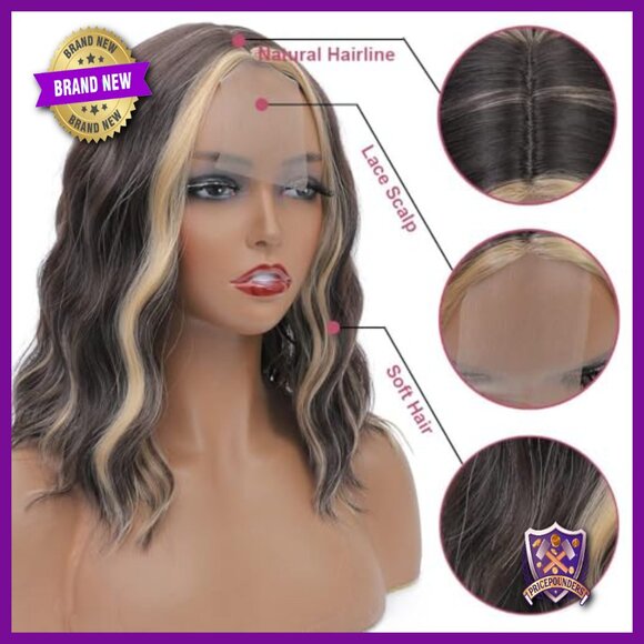 Short Curly Lace Front Wig, Human Hair, Heat Resistant, Glueless, 14 Inch